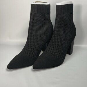 Mia Black Shoes Strech Knit Pointed Toe Sock Ankle Booties Size 7.5 Elastic